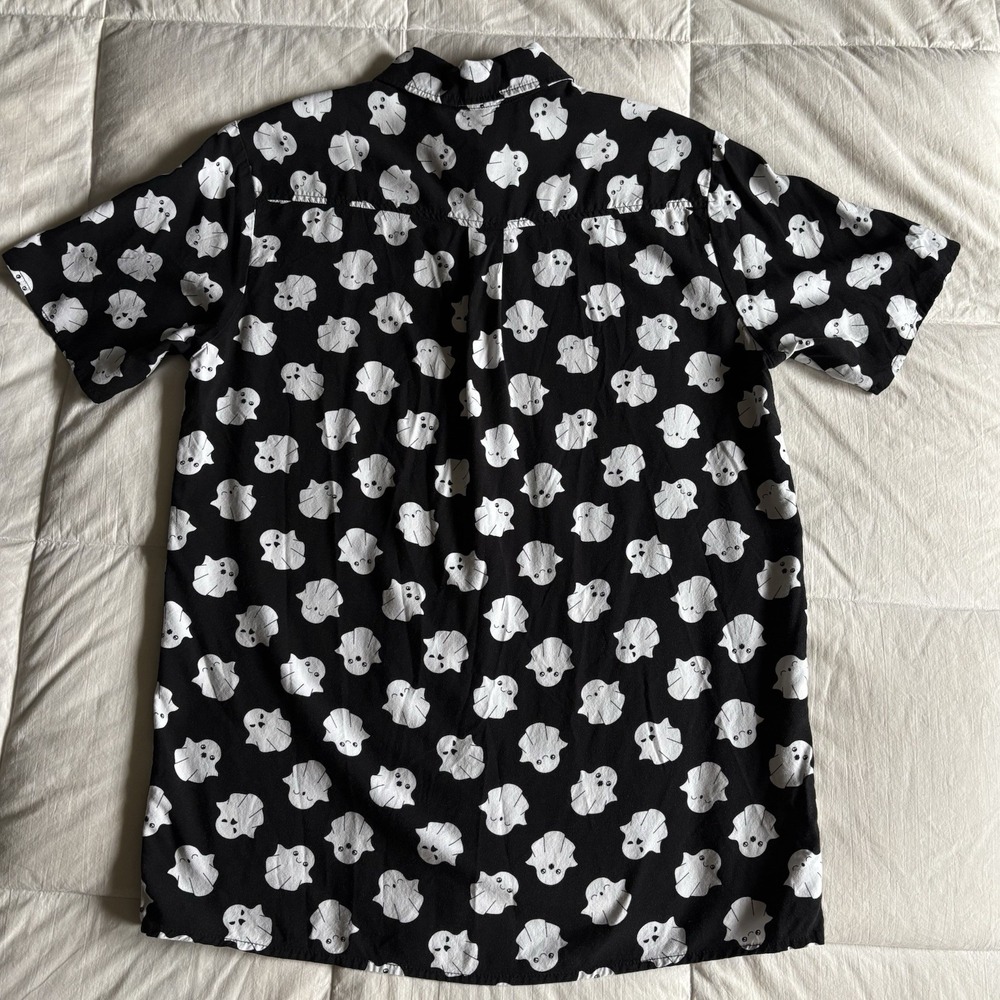 Hot Topic Button Up Ghost Shirt Womens S Black Whimsigoth Cute Spooky Halloween - Picture 9 of 11